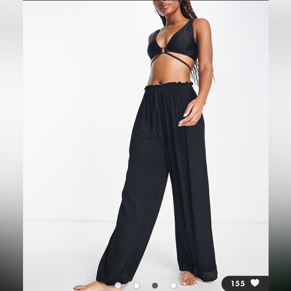 IIsla & Bird Black Wide-Leg Beach Pants